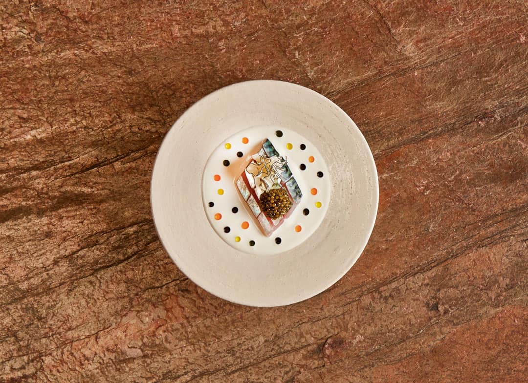 Yayoi-Kusama-with-smoked-mackerel-fermented-horseradish-black-radish-oscietra-caviar_PC_Duygu-Turkmen-1